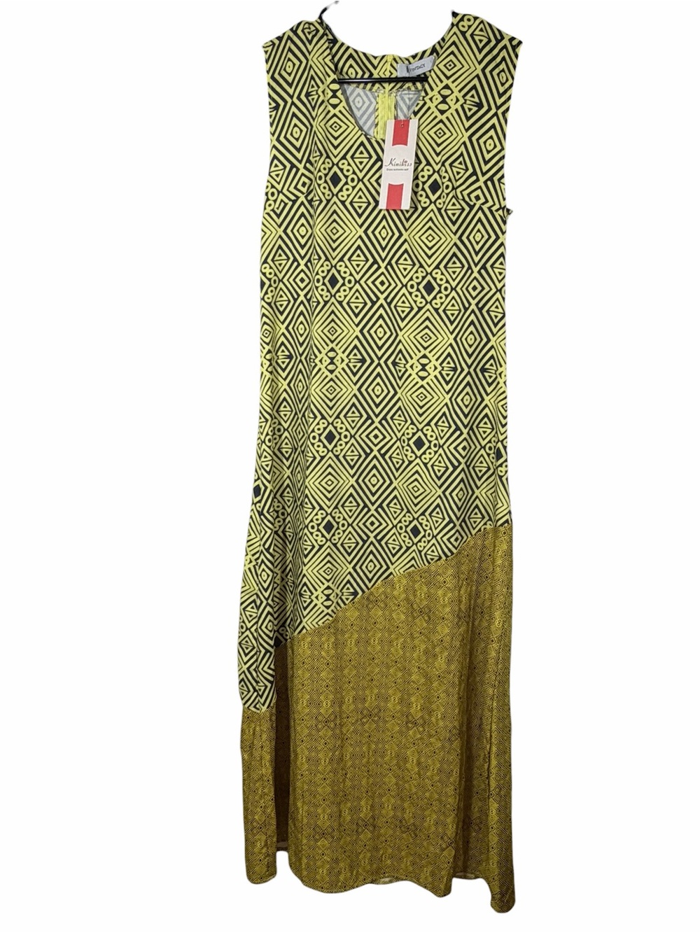 Kensie Black and Yellow Patterned Maxi Dress